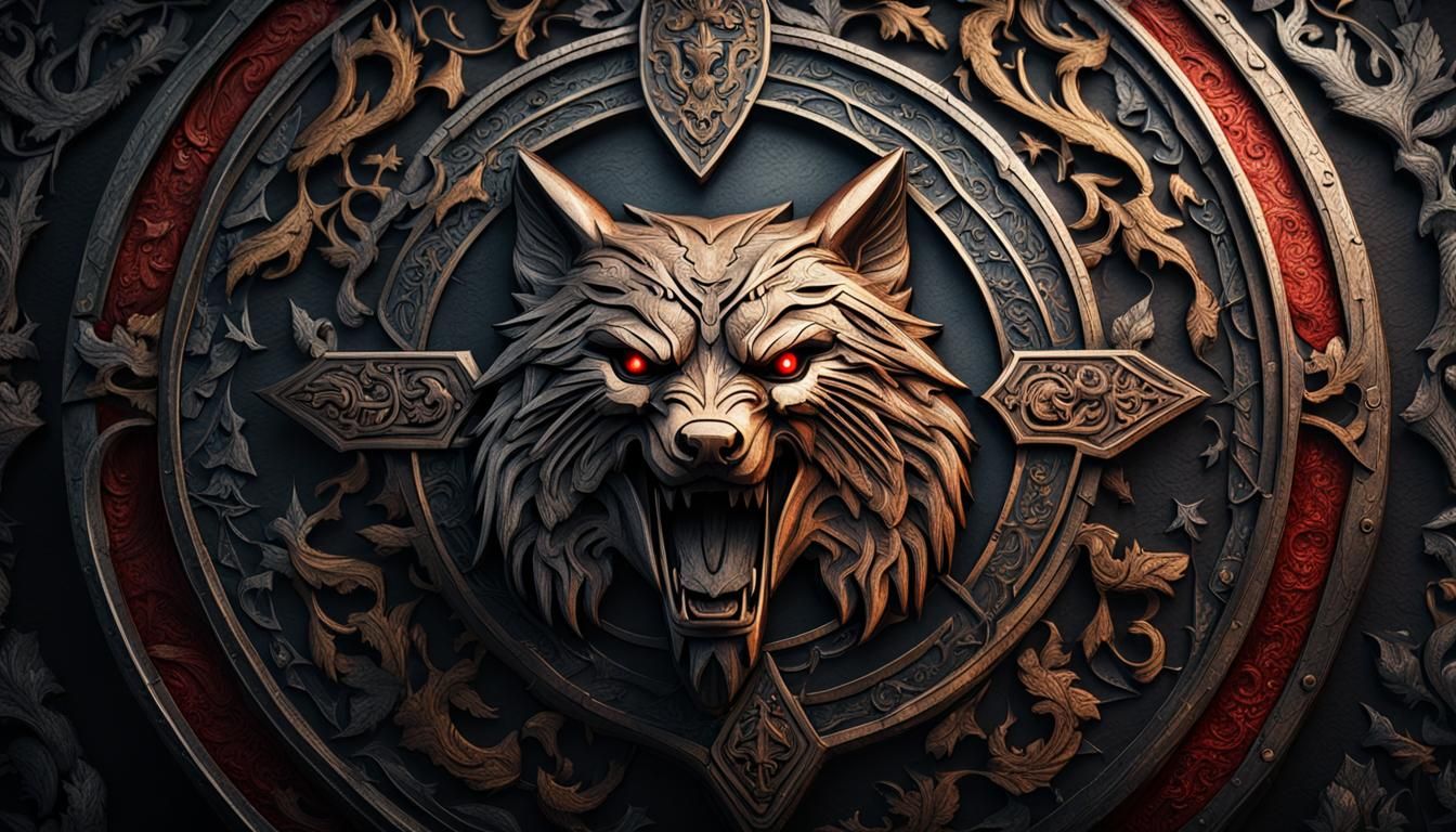 Hyperrealistic Witcher Wolf Coat of Arms in HDR