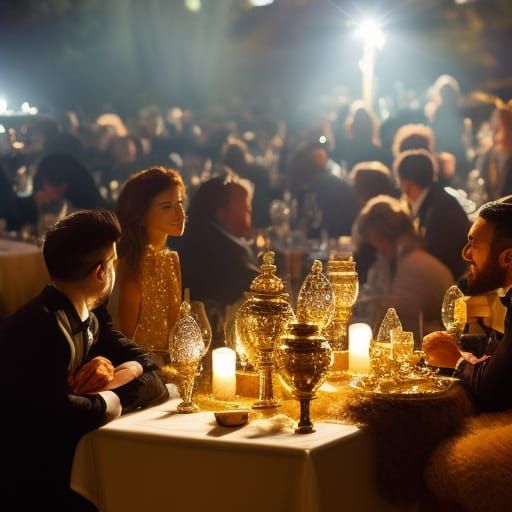 Armored Knights Relaxing in Bustling Brasserie: Digital Pain...