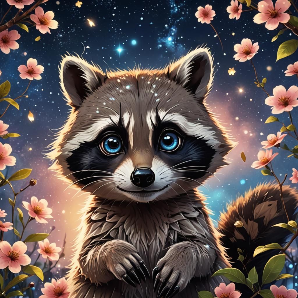 Adorable Raccoon with Expressive Eyes in Disney Style