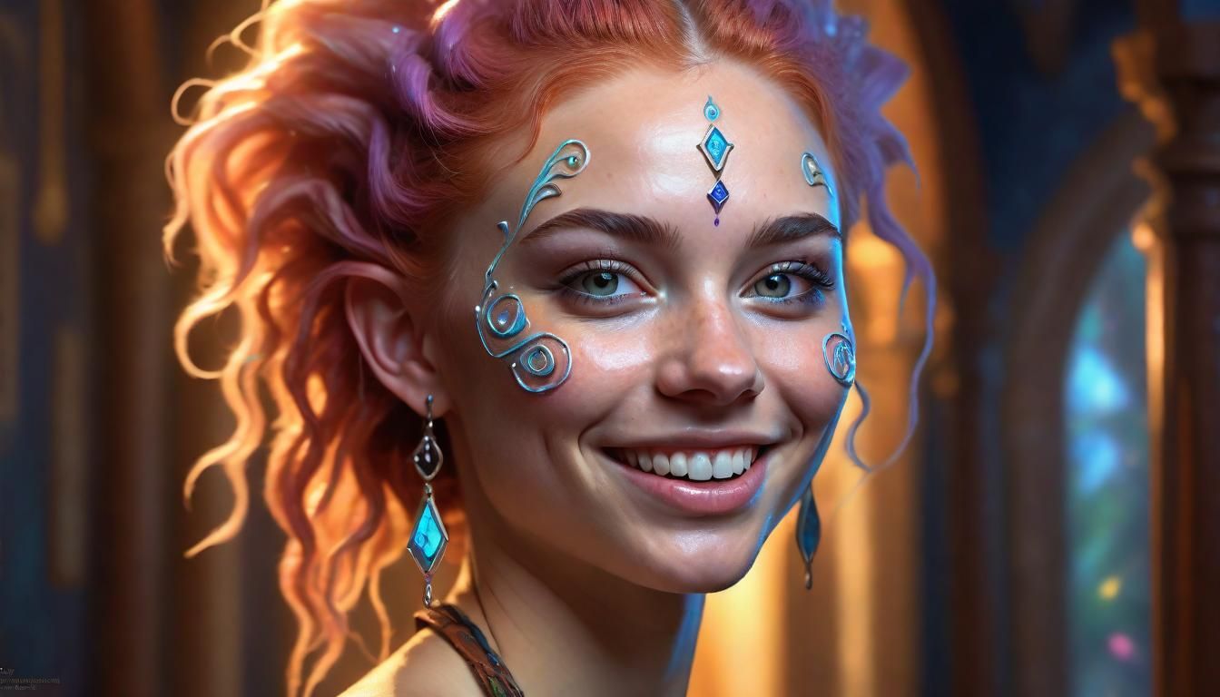 Magic Sorority Girl: Hyperrealistic Splash Art Portrait