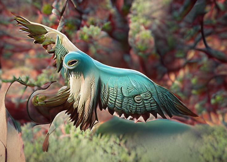 Thunderbird Cryptid Portrait in Native American Totem Style