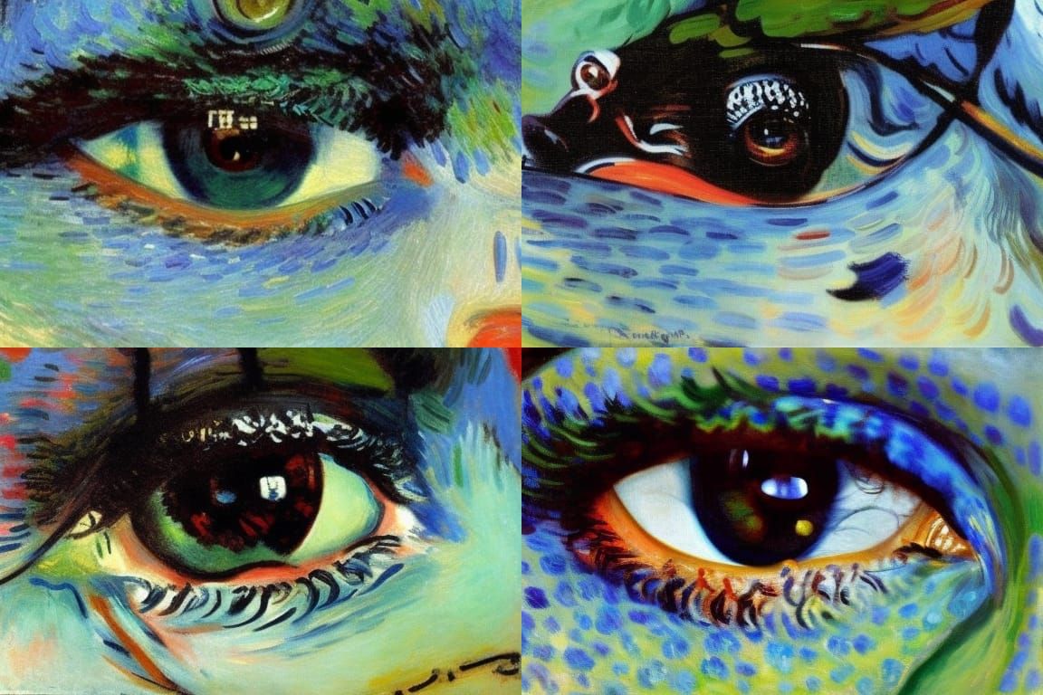 Suffering Eye Close-up in Impressionistic Style