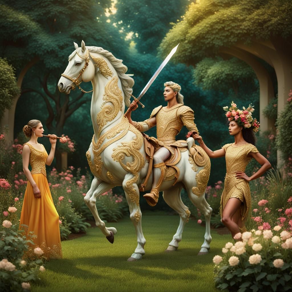 Centaur in Garden: Mythological Fusion Art
