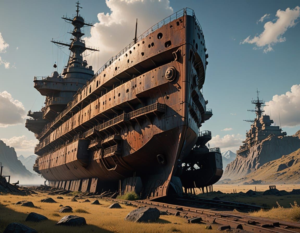 Majestic, Post-Apocalyptic Landship in Rusty Glory