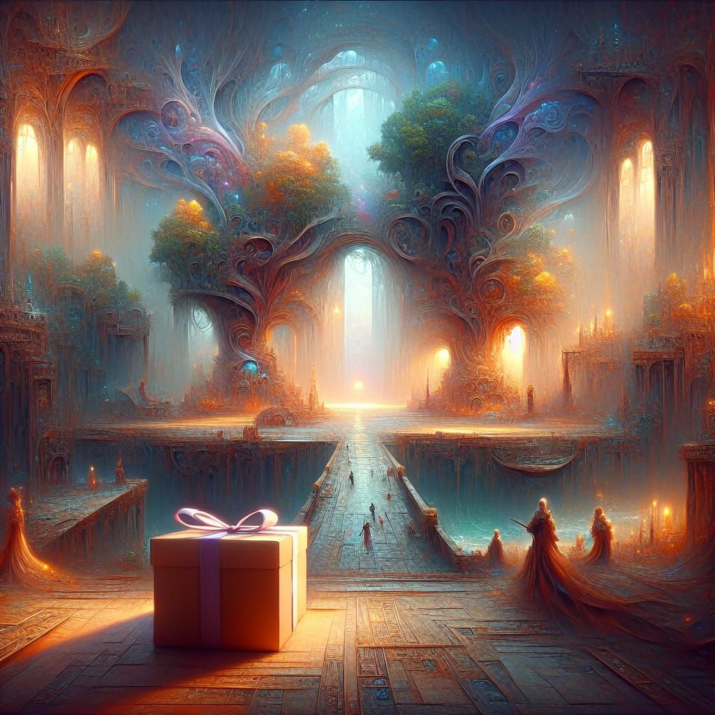Fantastical Gift in Detailed Matte Painting Style