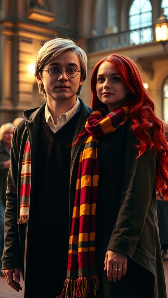 Harry Potter and Ginny Weasley Cinematic Film Still