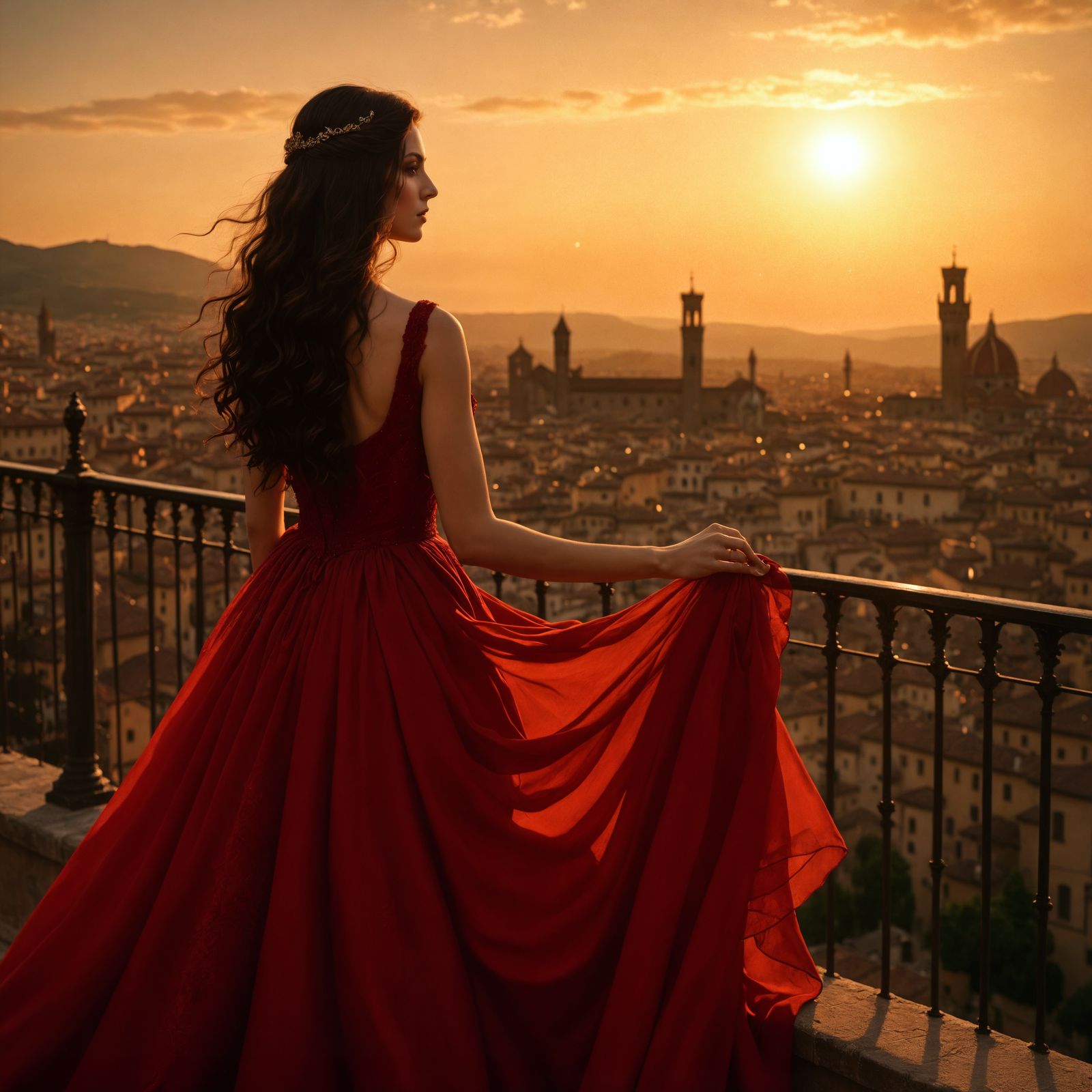 Gothic Beauty in Golden Light