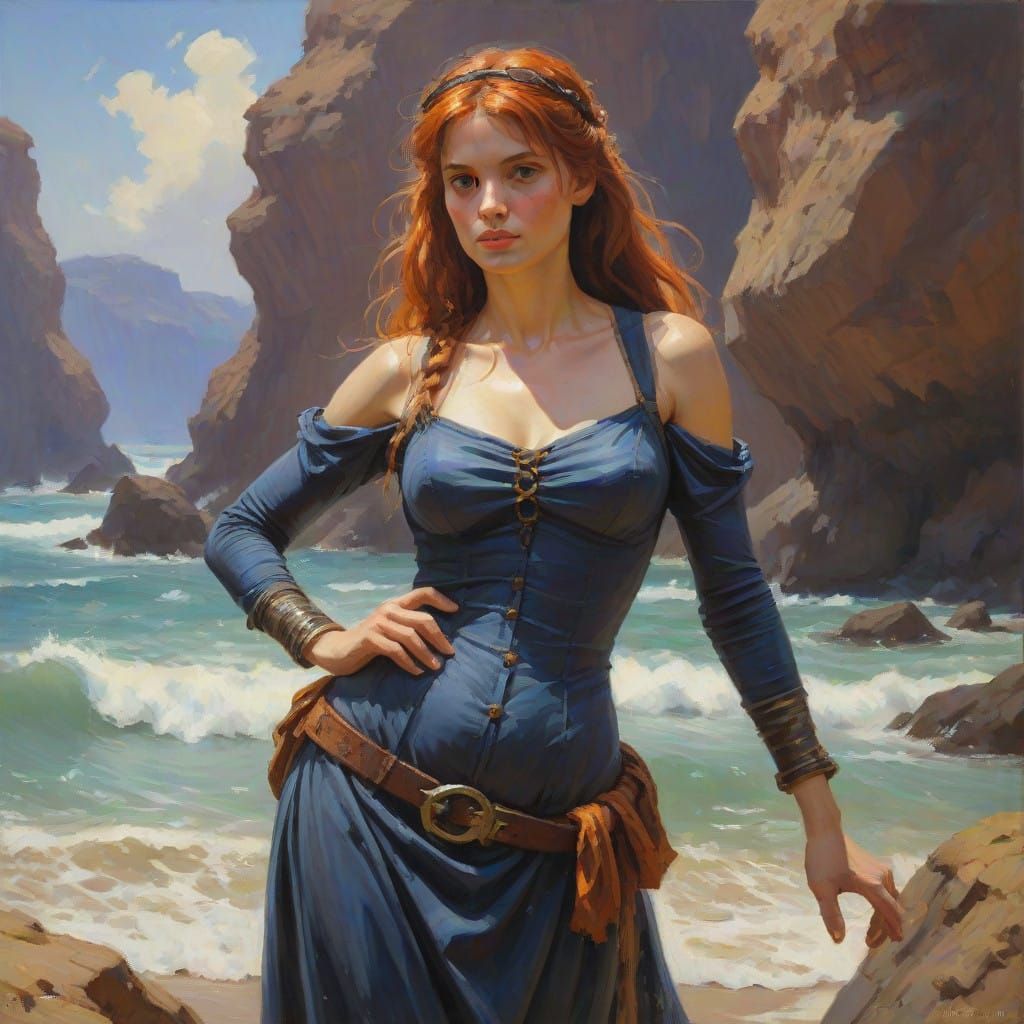 A Dreamy Portrait of Aurelia in Oil Painting Style