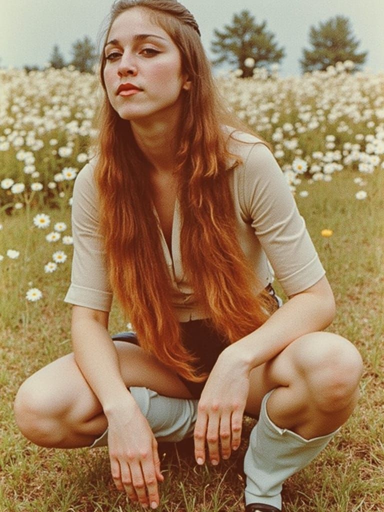 Surreal 60s Hippy Girl in Daisies