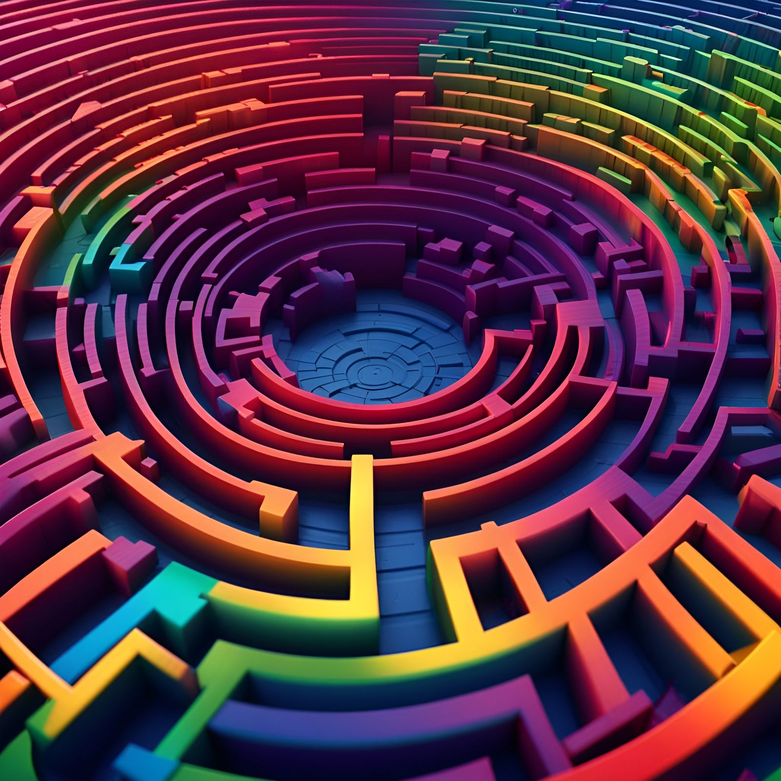 Rainbow Circular Maze: Detailed Fantasy Concept Art