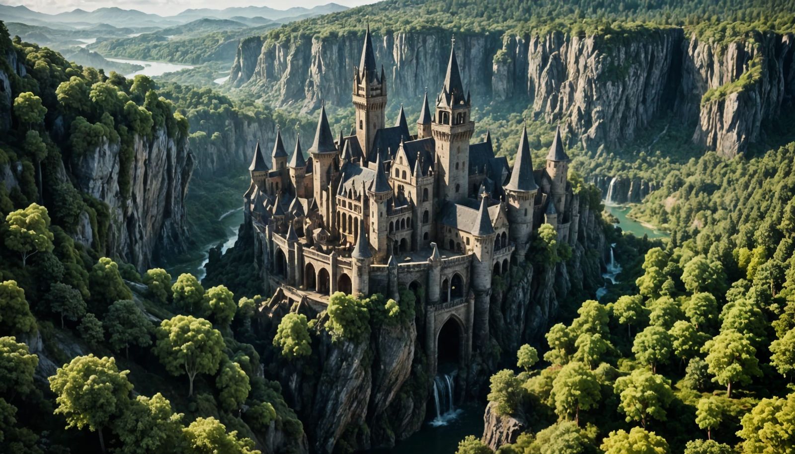 Fantasy City in Crater, Detailed Matte Painting