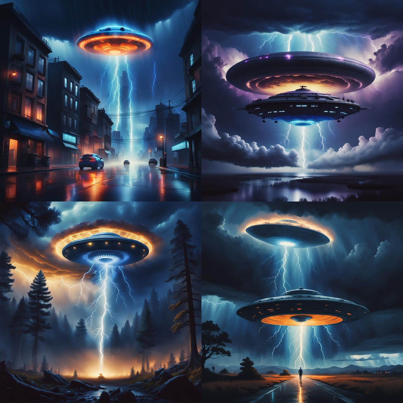 Thunderstorms and UFOs in Detailed Matte Painting