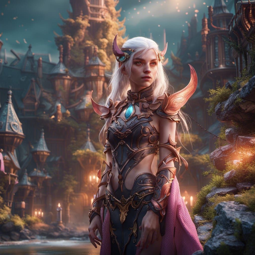 Detailed Elven Girl Matte Painting in 8K