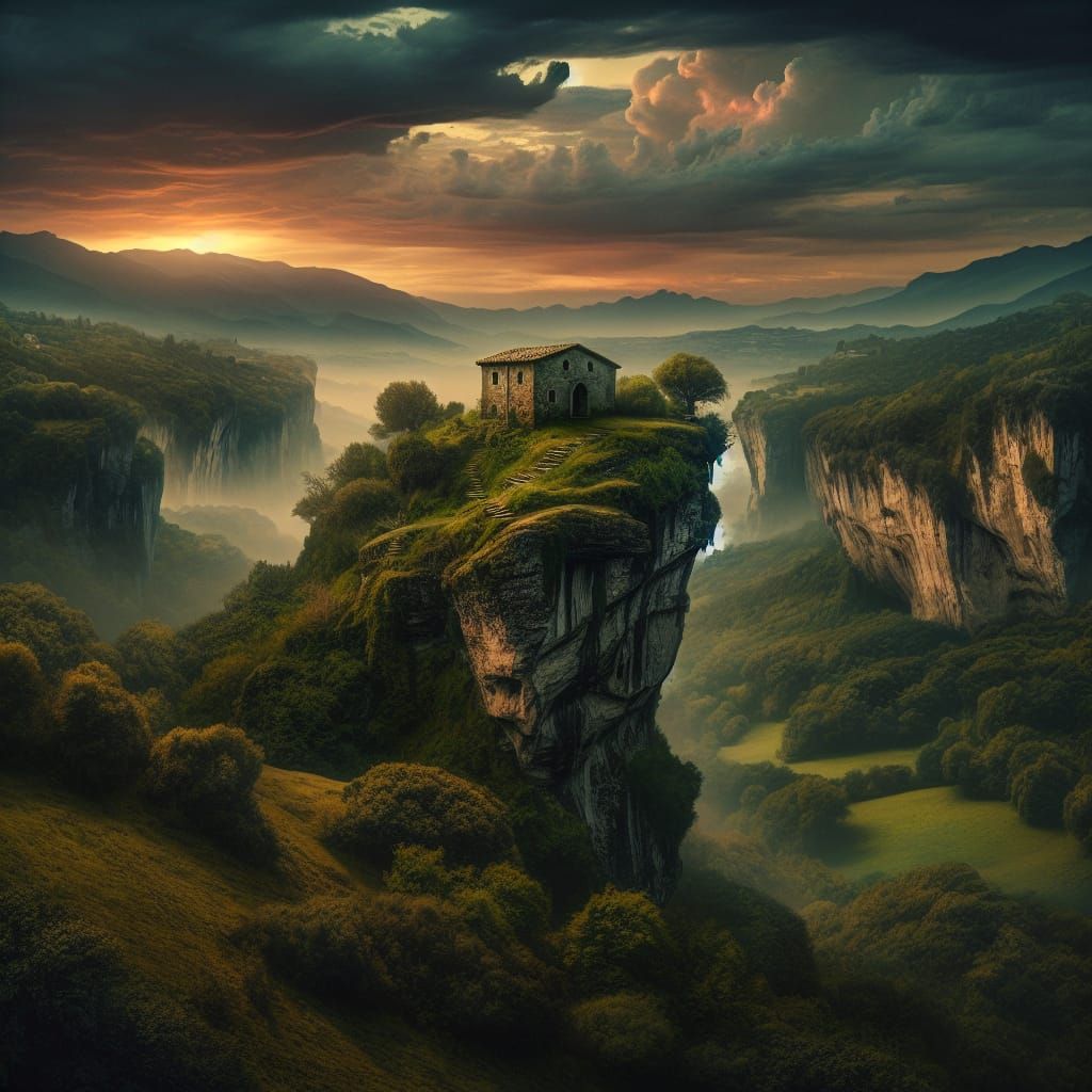 Biblical House on Hill in Dramatic Digital Painting