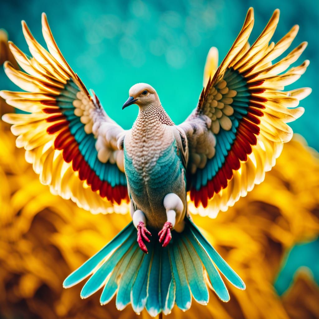 Vibrant Lomo Masterpiece with Dove in Golden Brown Hues