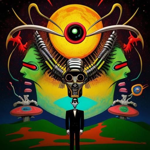 Surreal Impasto Painting of Abstract Humanoid Figure