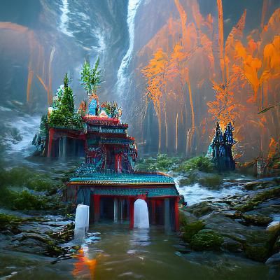 Sacred Temple in Spiritual Forest: Fantasy Concept Art