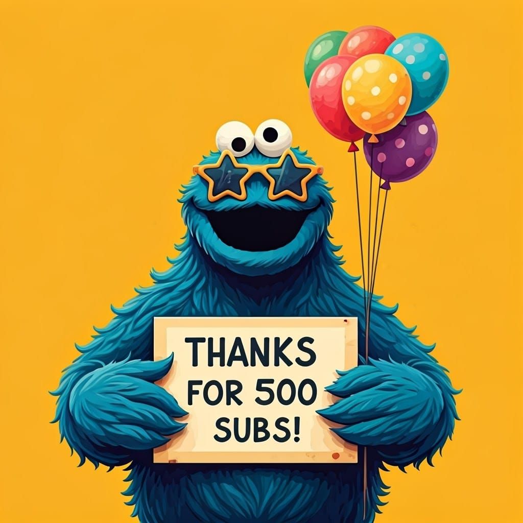 Cookie Monster Thanks Fans in Pop Art Style