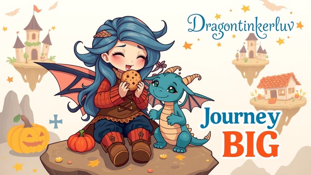 Gothic Witchy Fairy with Baby Dragon Eating Cookies