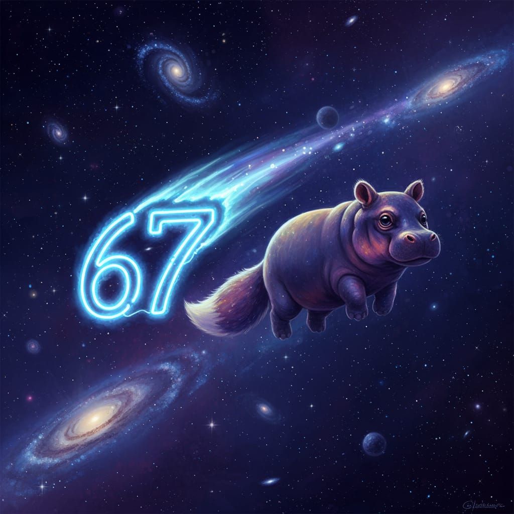 Neon 67 Soars with Hippo-Fox Hybrid Under Starry Night Sky
