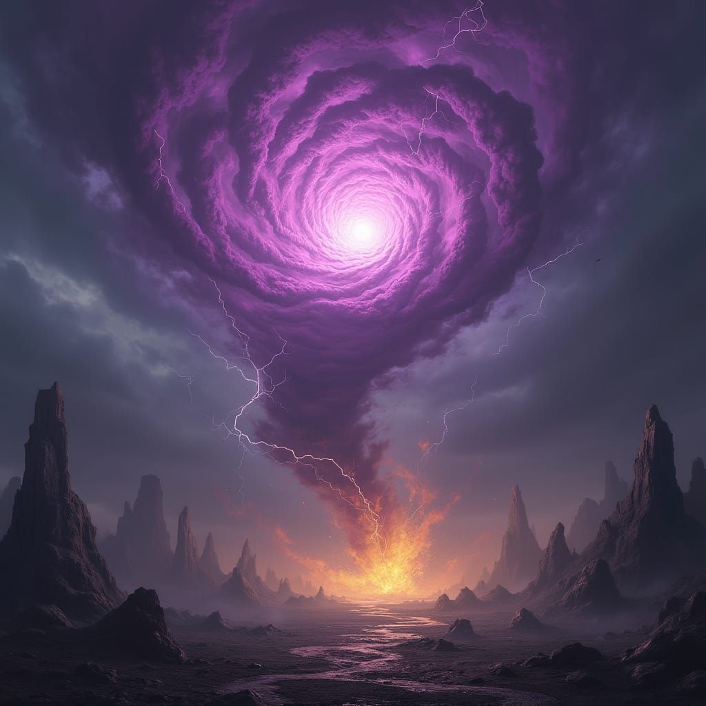 Magical Tornado of Arcane Energy in Dark Fantasy