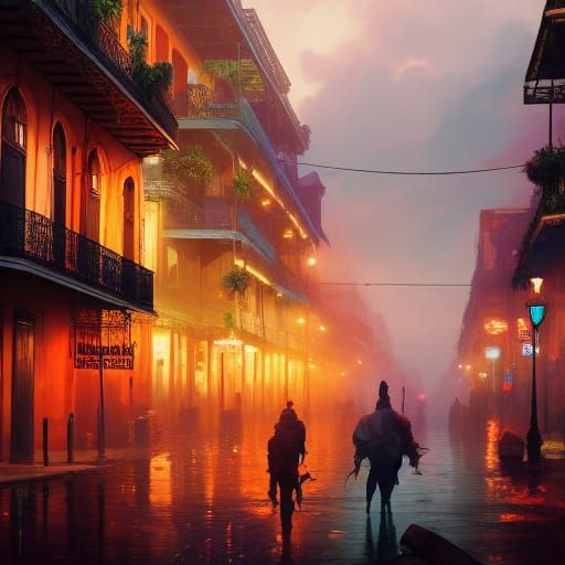 New Orleans Concept Art in Art Nouveau Style