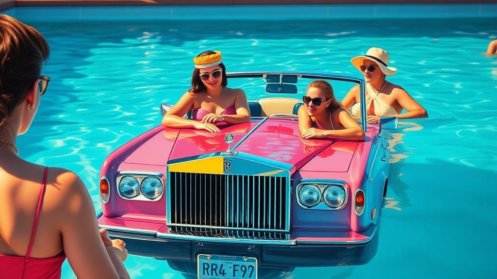 California Pool Party with Rolls-Royce, Acrylic Style