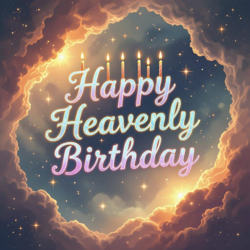 Celestial Birthday Cake in Cosmic Nebula