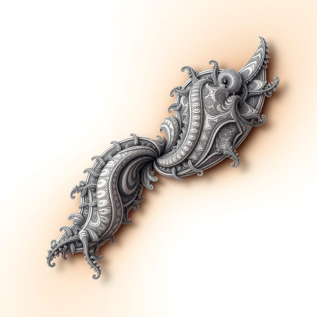 Abstract Vector Fractal with Zentangle Patterns