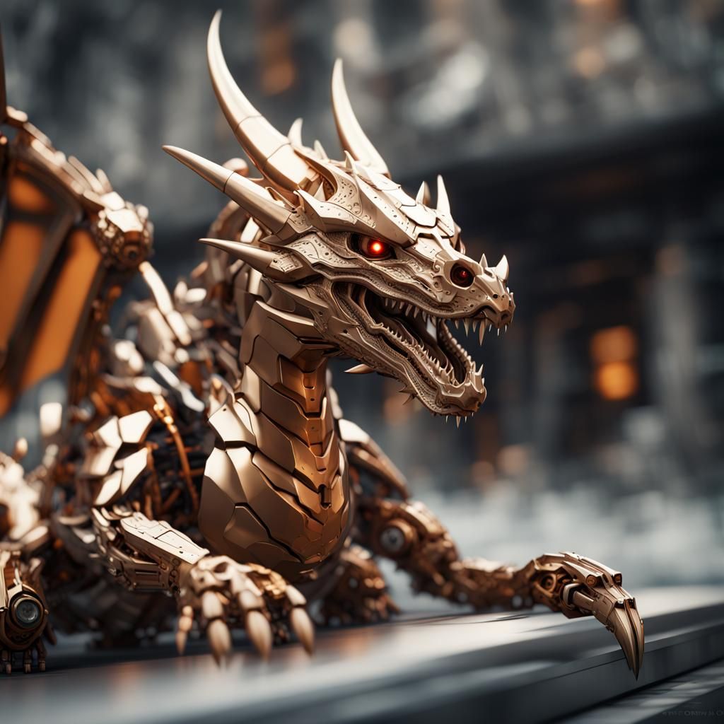 Intricate Sci-Fi Mecha Dragon in 8K