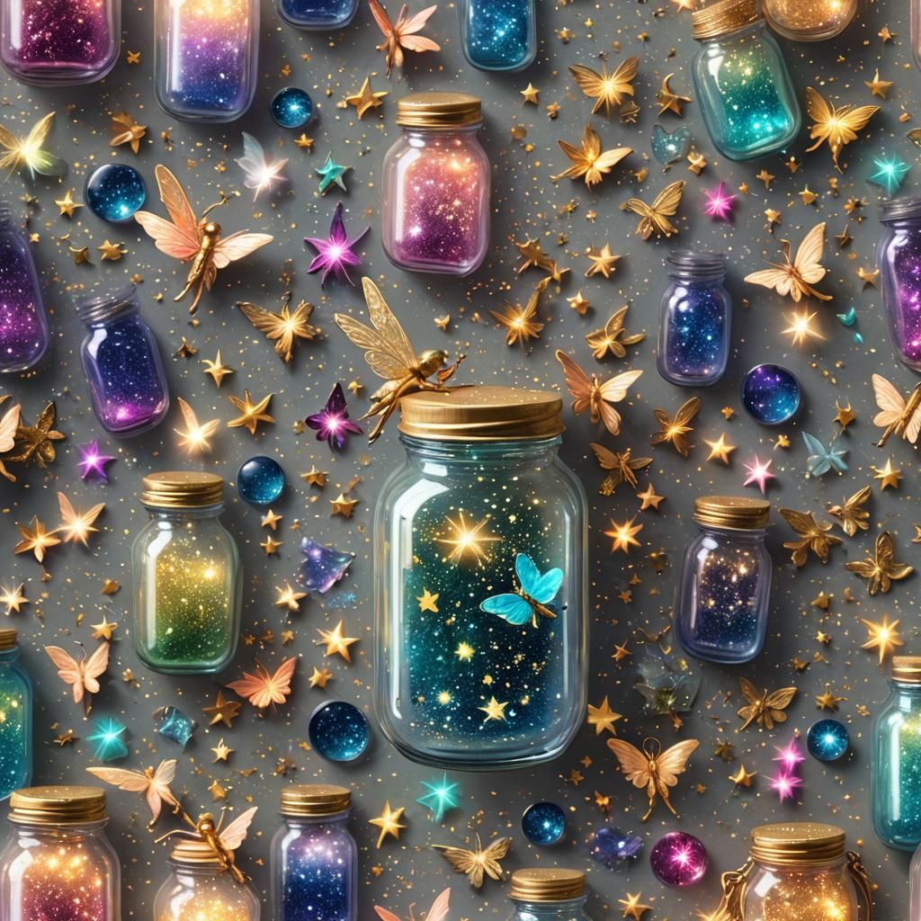 Glass Jar of Sparkling Fairy Dust in 3D