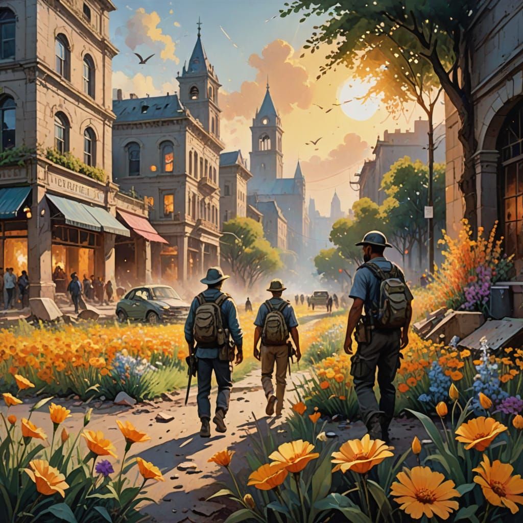 Epic Impressionist Masterpiece: Vibrant Contrast of War and ...