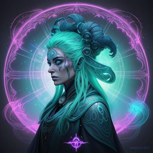 Surreal Alien Goddess in Ethereal Festival Attire