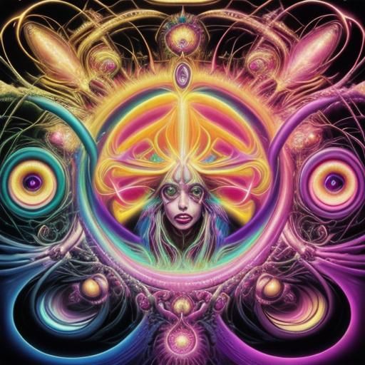 Fractal Cymatic Abstract Art in Synthwave Style