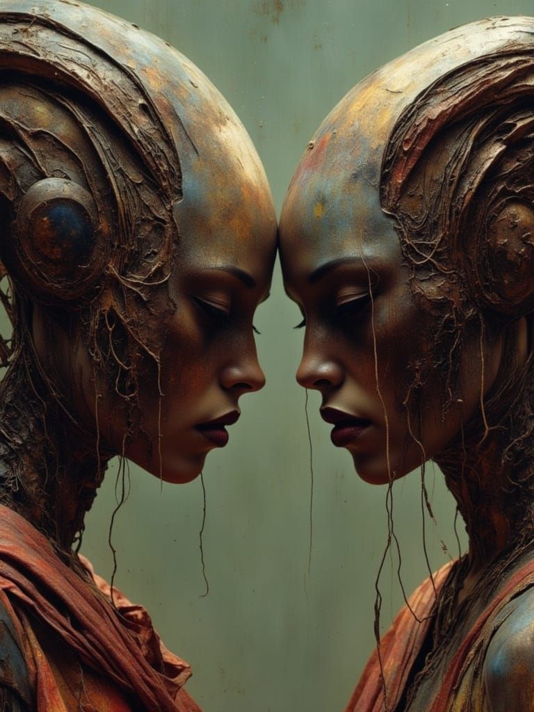 Aliens Recognize Human in Dynamic Concept Art Portrait