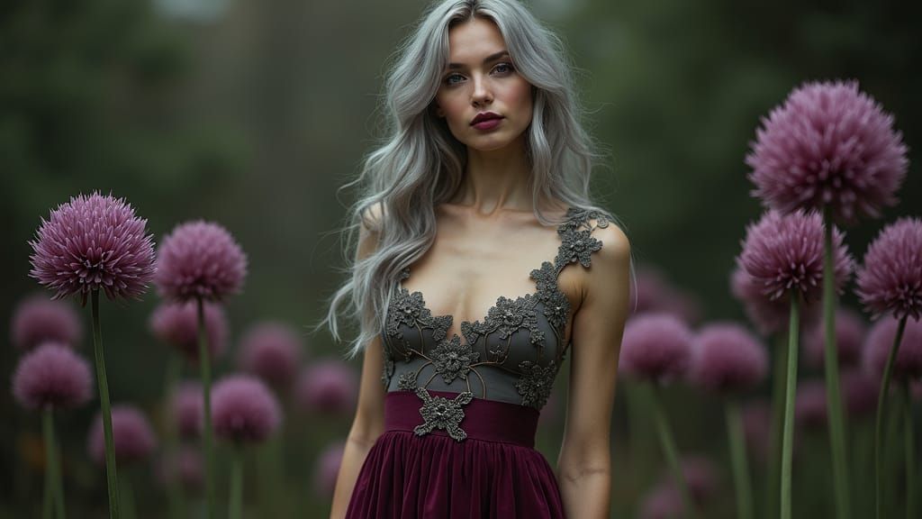 Allium Gown: Art Nouveau Impressionist Fashion