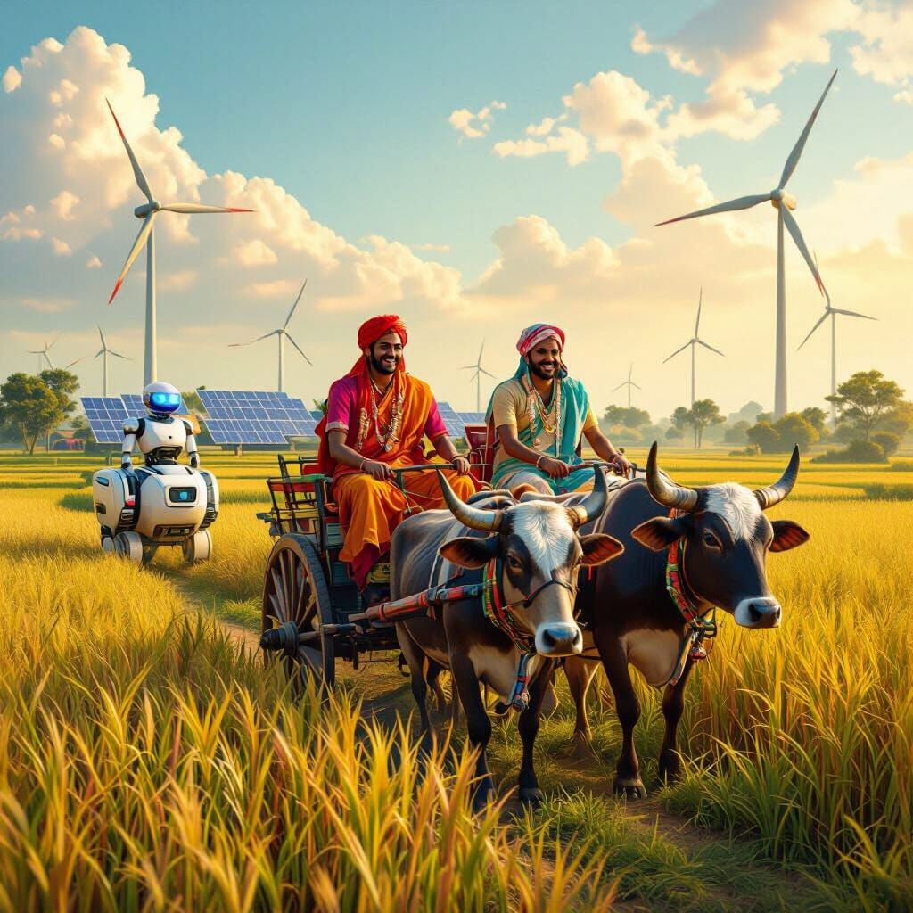 India 2047: AI Robots and Traditional Farming