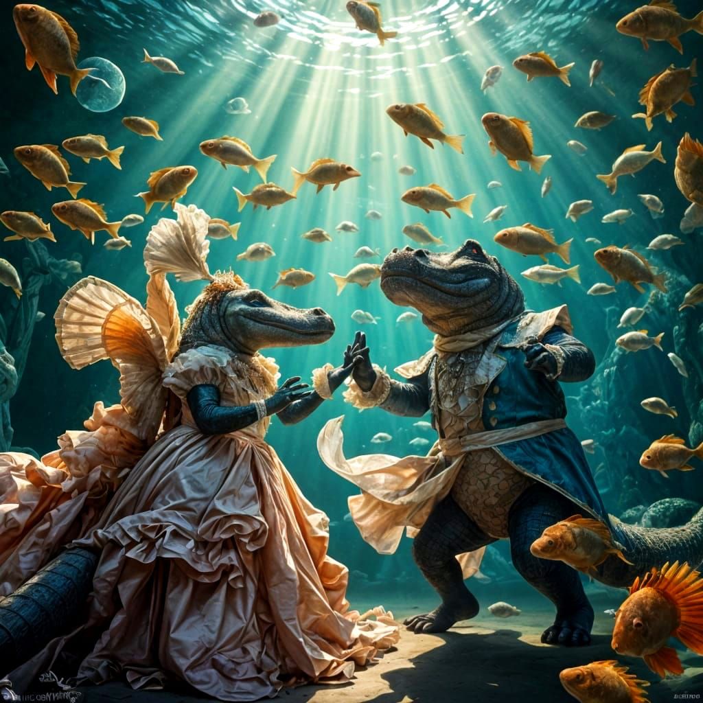 Regal Underwater Ballerinas Dance the Waltz