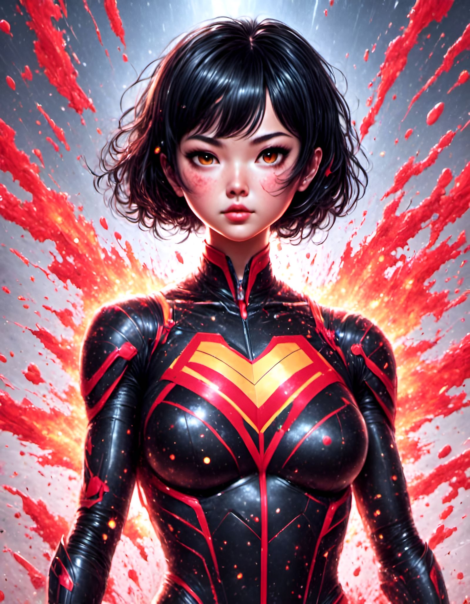 Asian Superhero in Comic Book Style