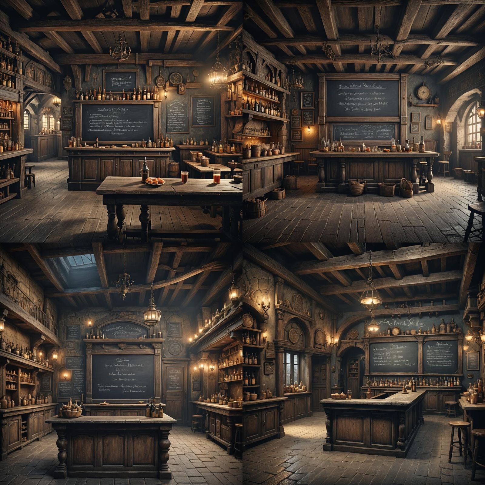 Medieval Tavern Counter at Night: Digital Matte Painting