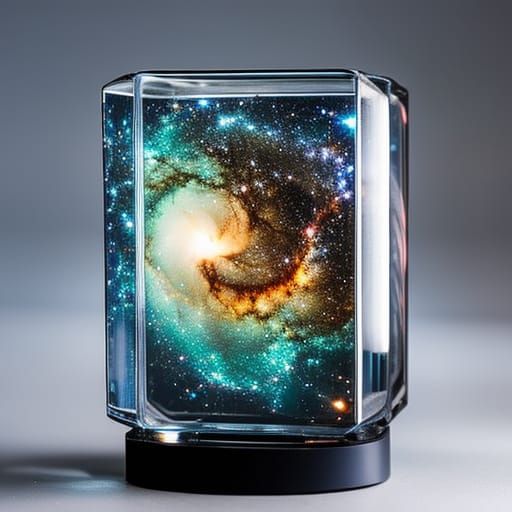 Nebula Galaxy in Glass Cube with Joystick