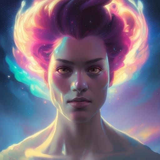 Colorful Corsair in Nebula Clouds: Digital Portrait