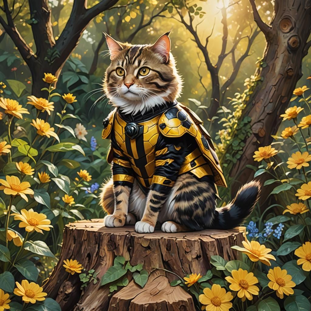 Cat in Bee Costume: Fantasy Concept Art