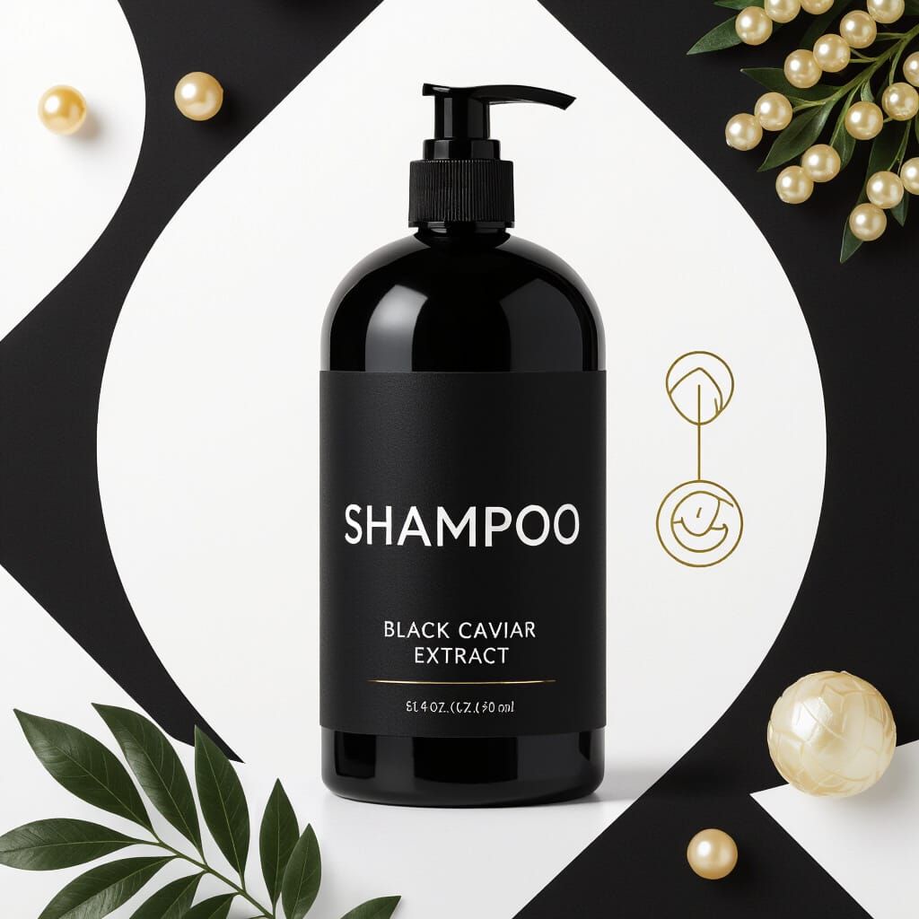 Minimalist Black Shampoo Bottle with Gold Accents