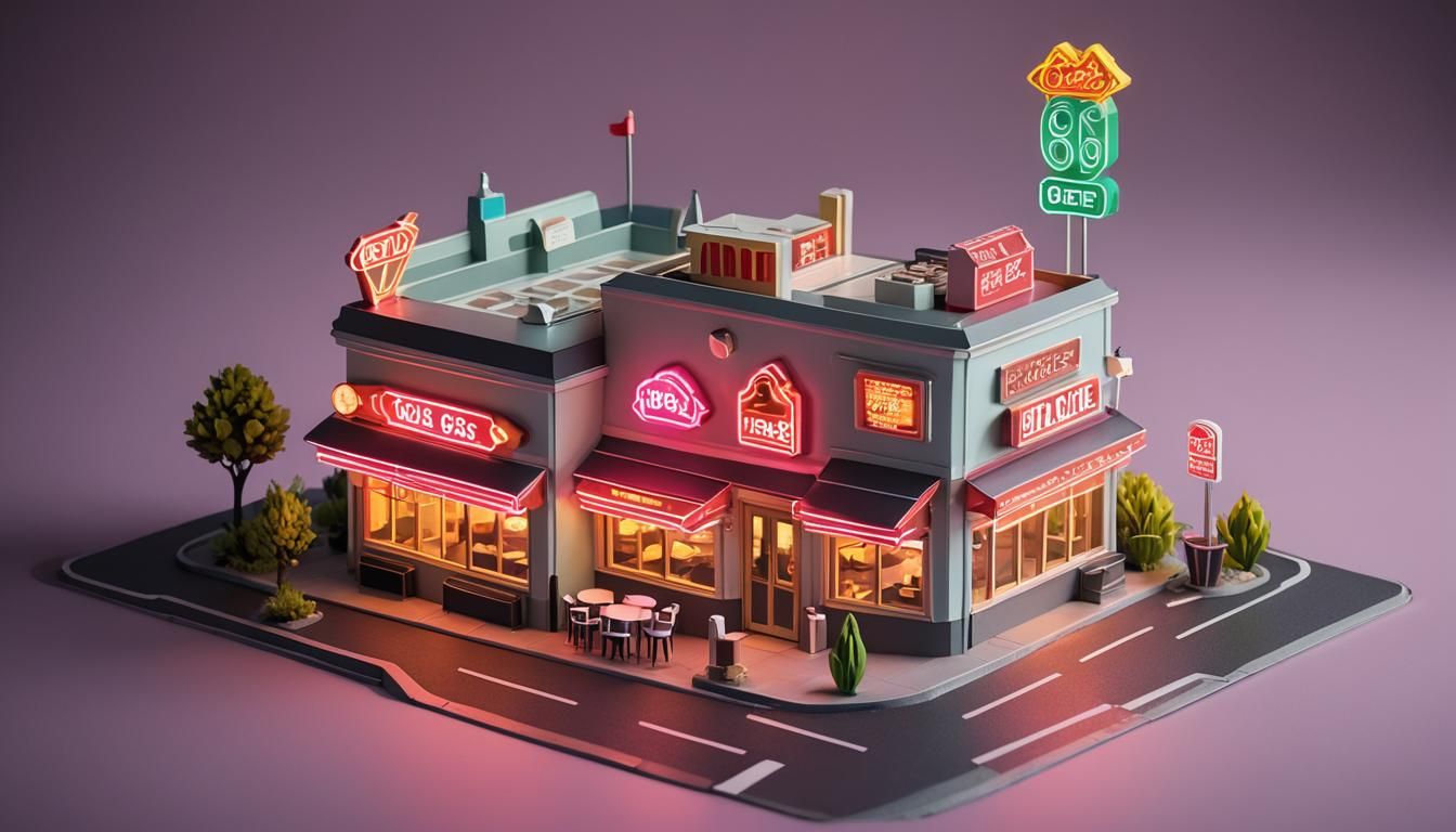 Origami Diner on Route 66: Papercraft Style
