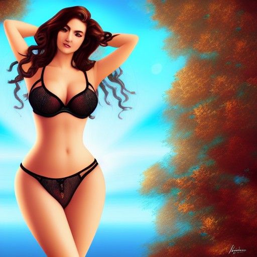 Curvy Woman in Lacy Lingerie: Photorealistic 8K