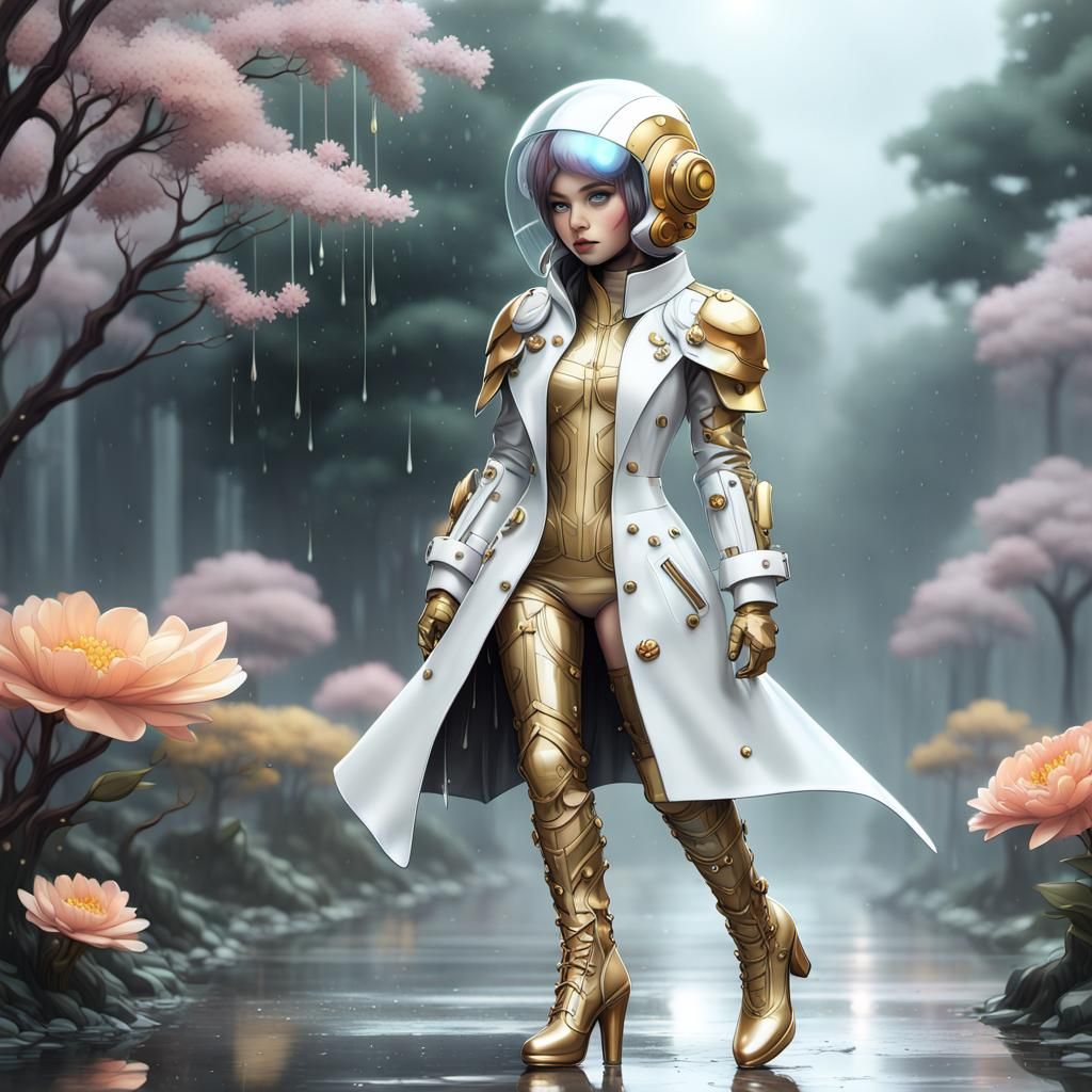 Chibi Cyborg in High Fashion with Glass Helmet