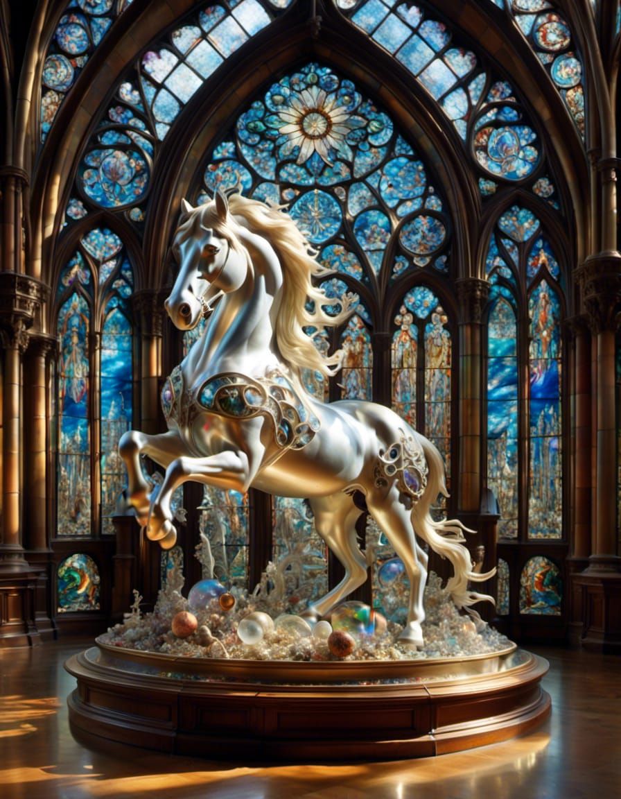 Iridescent Clydesdale Horse in Fantasy Style