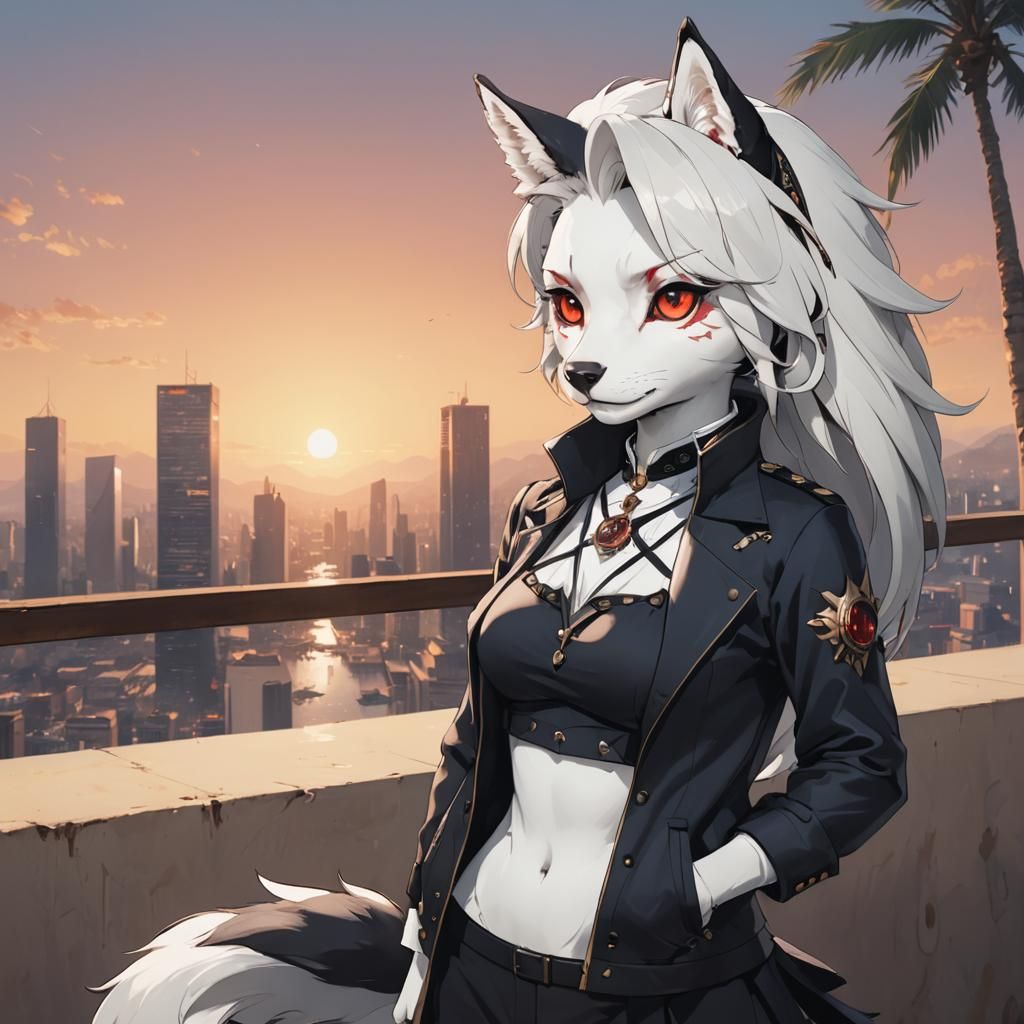 Anime Portrait of Mythical Loona with Red Eyes