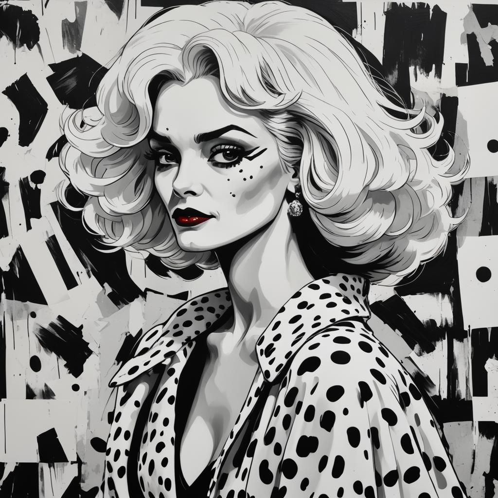 Cruella in Striking Black and White Pop Art